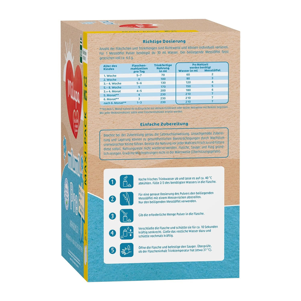 Milupa Milumil Pre, Milk powder for babies - With important nutrients and without palm oil - 800 g Naty Shop