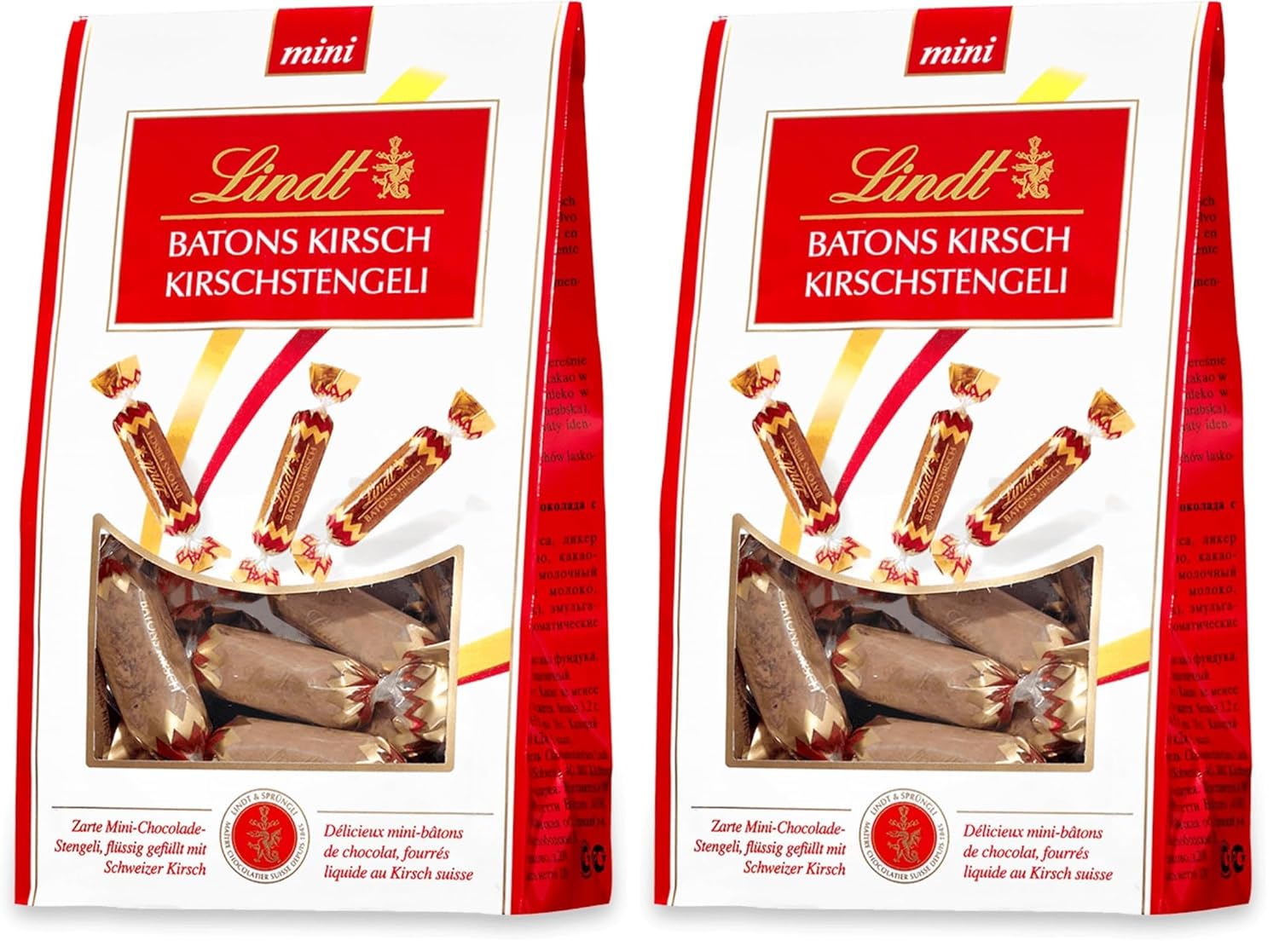 Lindt Cherry Mini Stick - Chocolate Sticks With Swiss Cherry Liqueur Delicious Gift With Alcohol