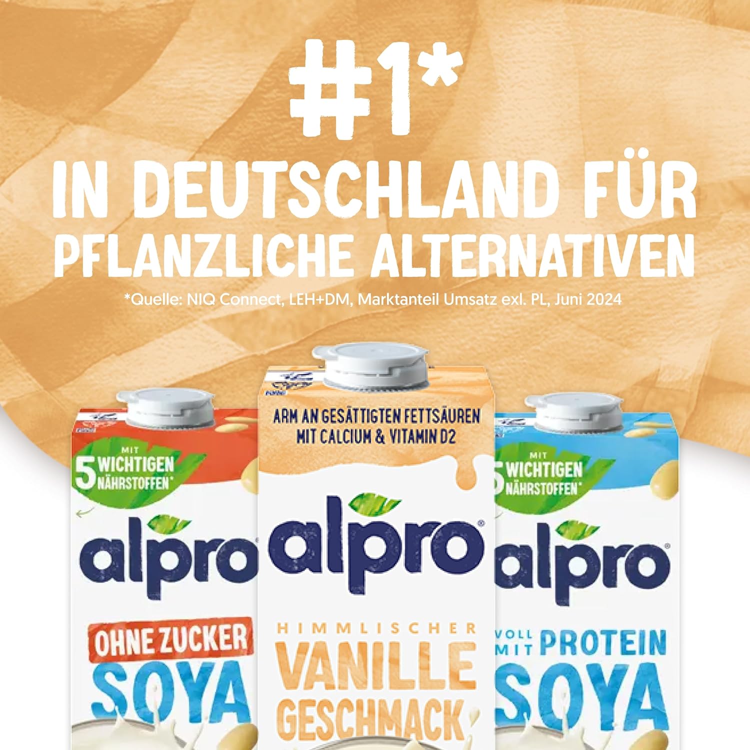 Alpro Vanilla Soy Milk 8x1L - Vegan And Rich In Calcium