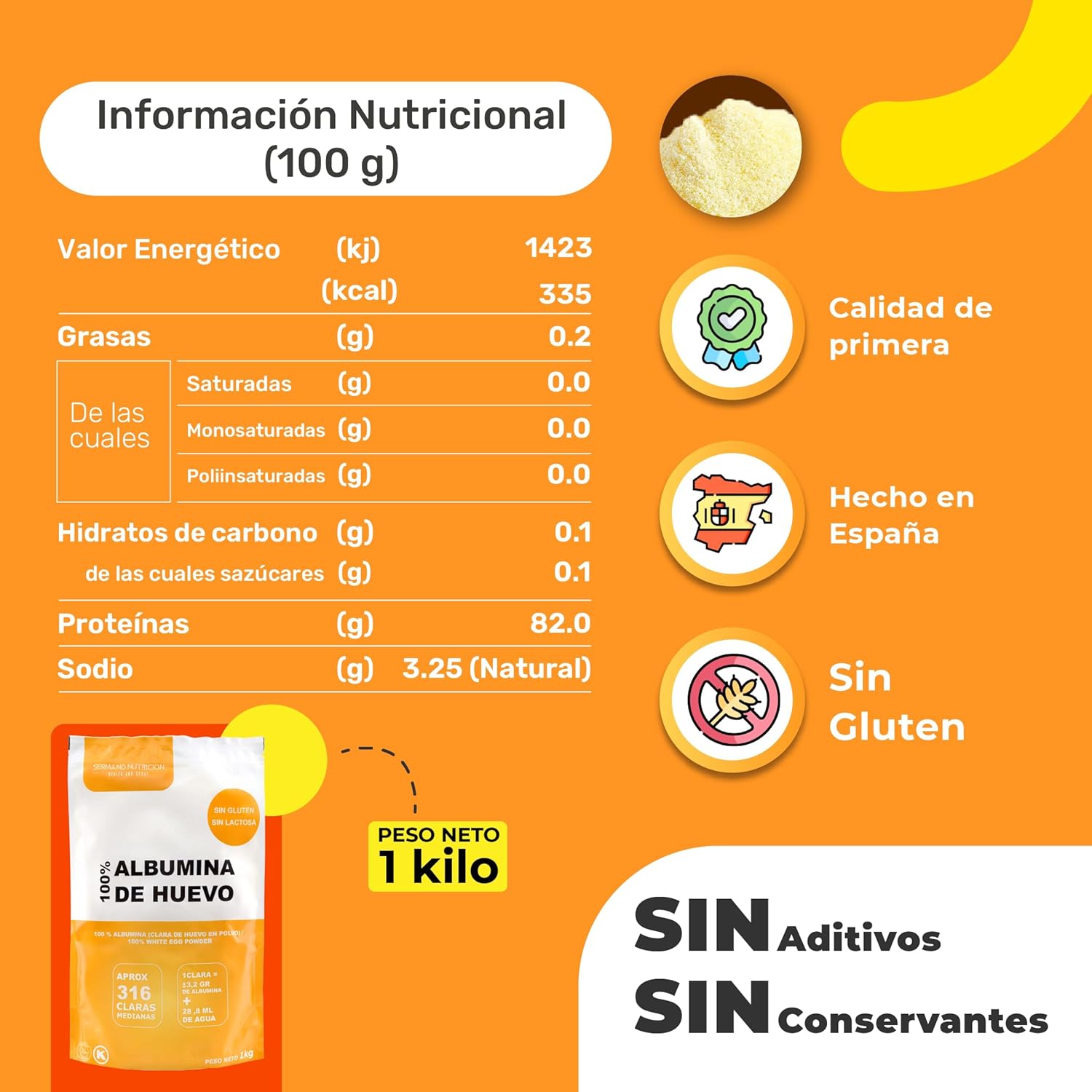 Sermand Nutrition Egg Albumin 100% Powder Gluten Free Lactose Free