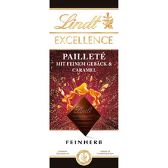 Lindt EXCELLENCE Dough Pieces With Sequins And Caramel - Fine Dark Chocolate With Intense Cocoa Flavor