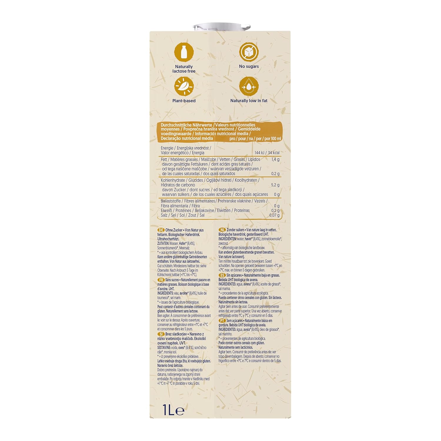 Alpro Bio Haferdrink Without Sugar - Vegetable drink with oats