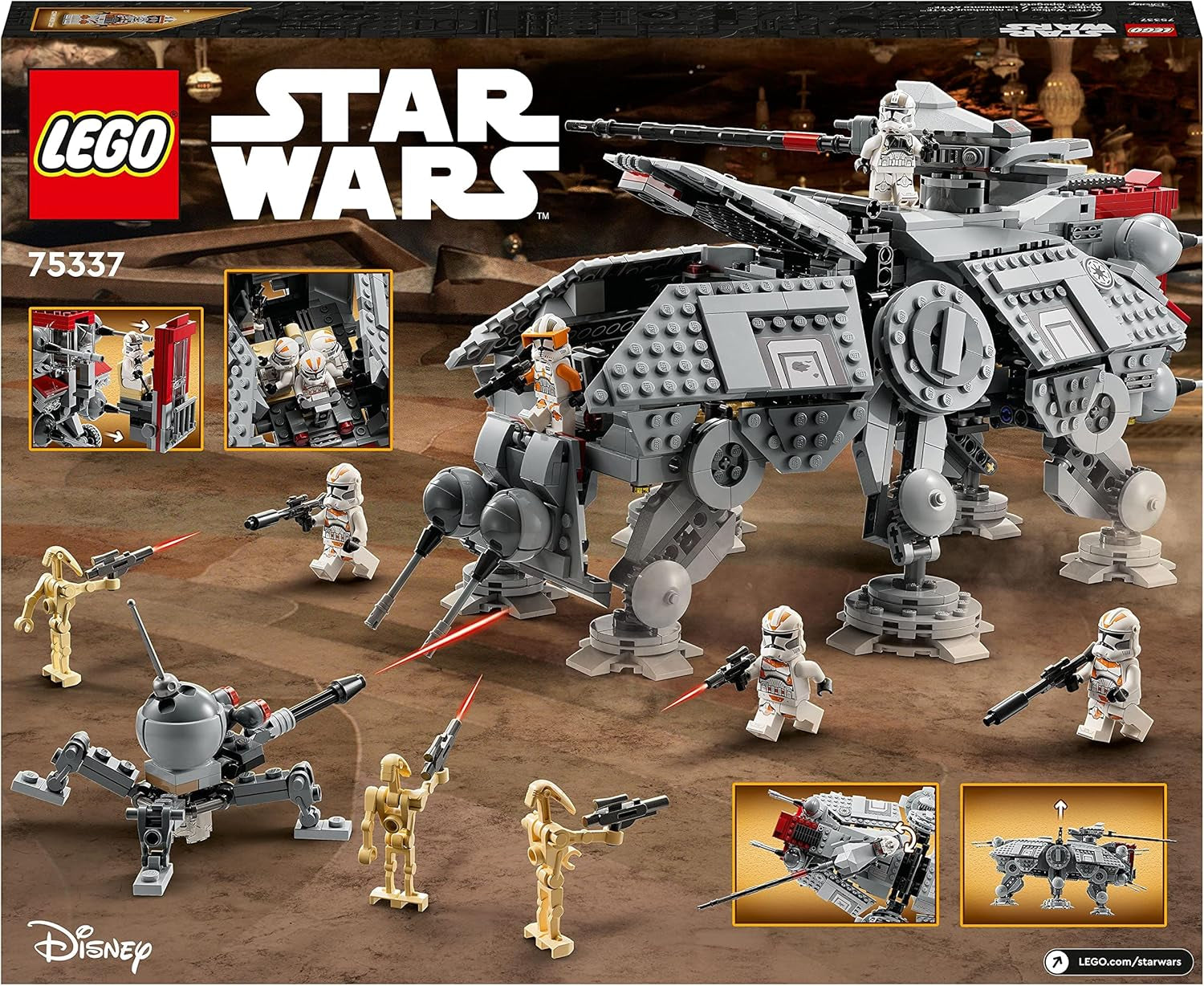 LEGO Star Wars At-Te Walker Mobile Toy Model Minifigure Set Including 3 Clone Troopers, Battle Droids and Dwarf Spider Droid 75337 Building Sets Besuche den LEGO-Store