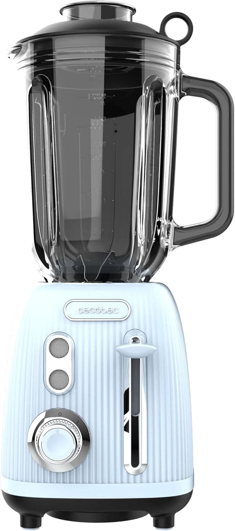 Cecotec Standmixer Retro Power Black Titanium Retroblue, 1200 W Maximale Leistung, 1.5 L Glasbehälter, Einstellbare Geschwindigkeit, 4 Klingen Mit Schwarzem Titanbeschichtung, 100% Kupfermotor. Kitchen Naty Shop