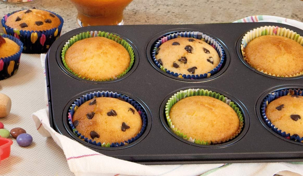 , Form 6 muffins 18.5x27cm, black Molds and trays for baking Naty Shop