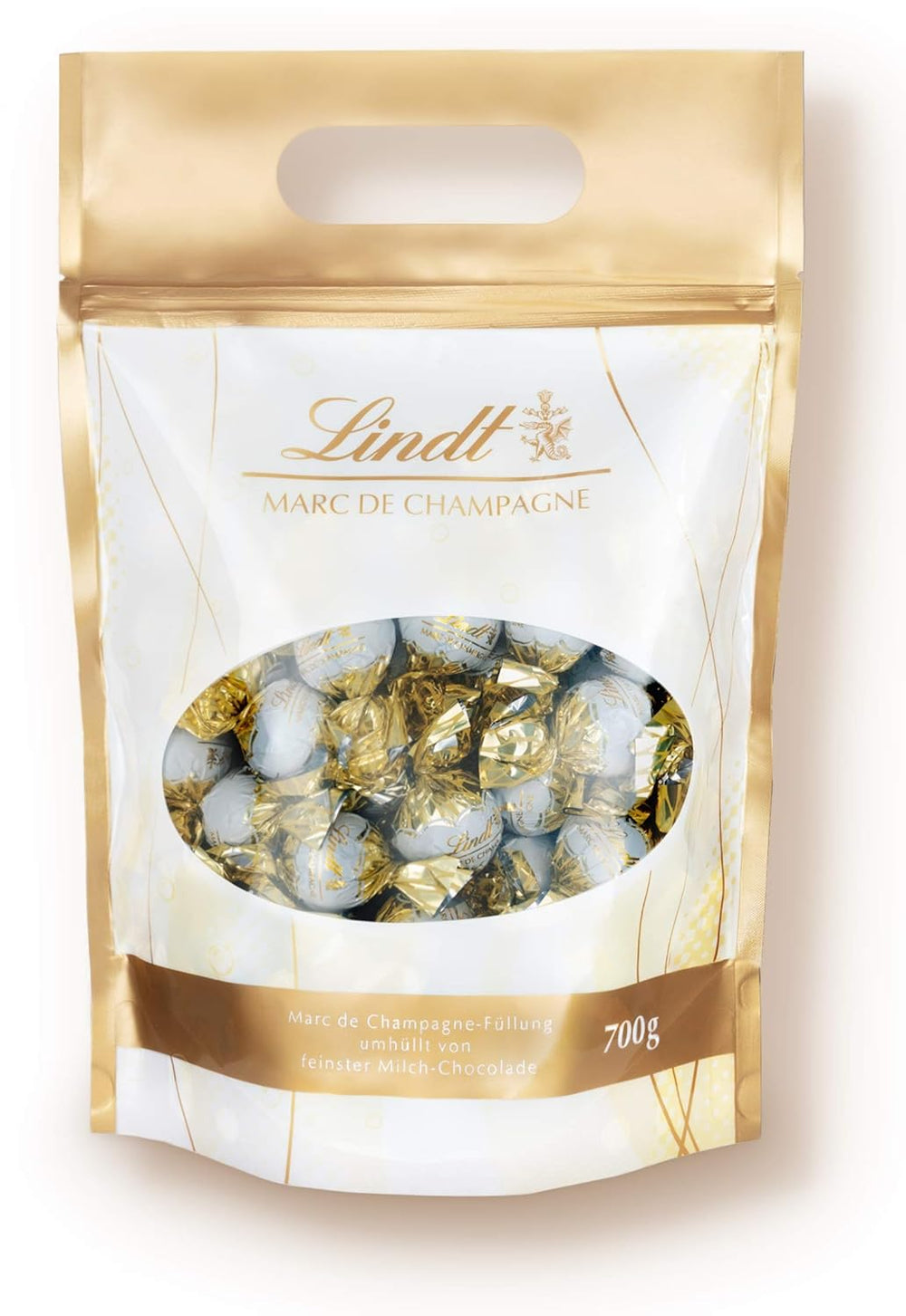 LINDOR chocolate balls with salted caramel | approx. 80 milk chocolate balls with salted caramel filling | Bulk Pack & Marc de Champagne Chocolate Balls | 700 g