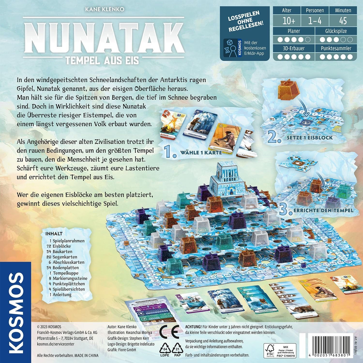 KOSMOS 683801 Nunatak - Temple of Ice, Family Game, Cool 3D Setup, 3D Ice Game Pieces, Strategy Game, Board Game, Party Game
