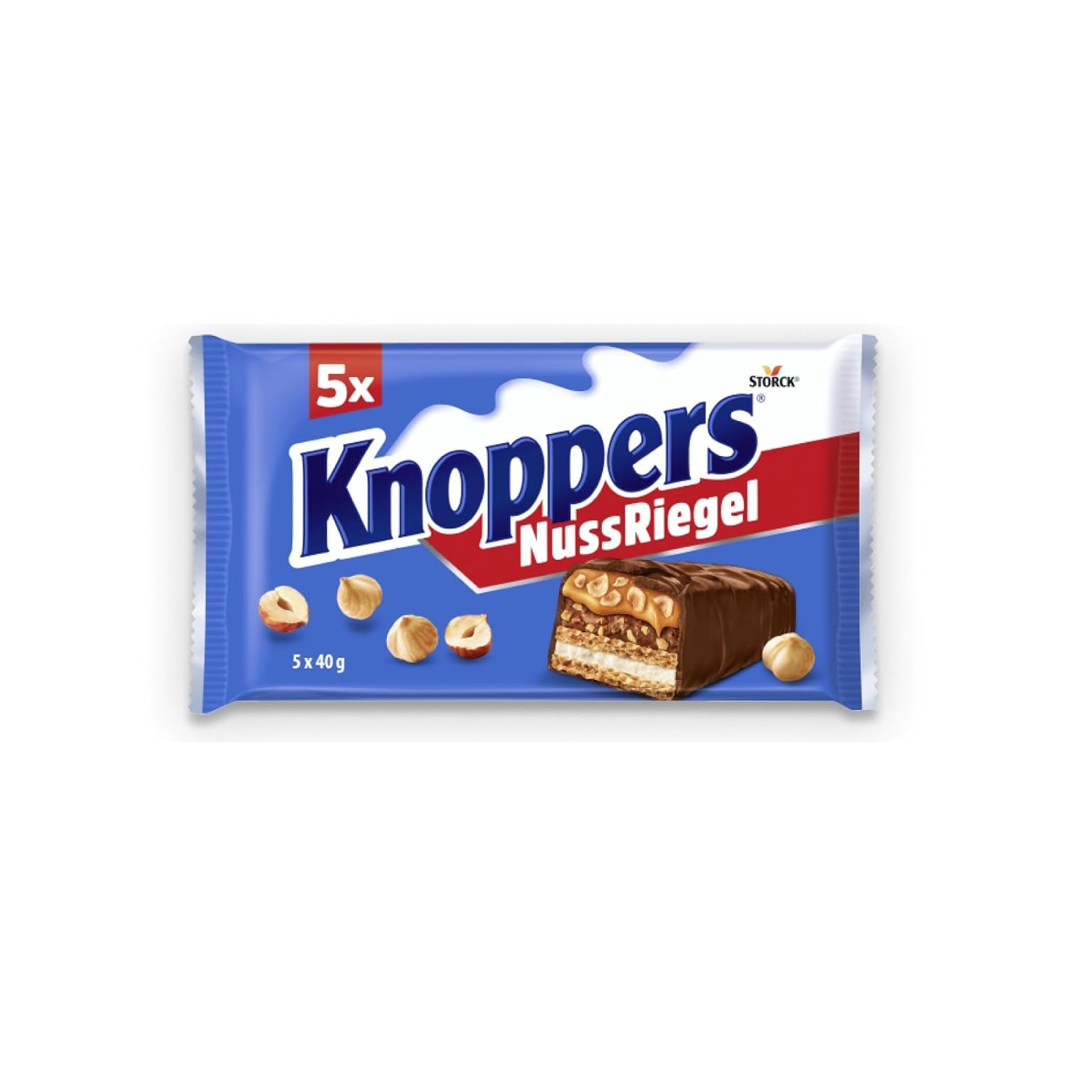 Knoppers Peanut Bar – 1 x 200g (5 bars) – Milk chocolate bar with peanut cream, chopped salted peanuts, caramel and milk chocolate