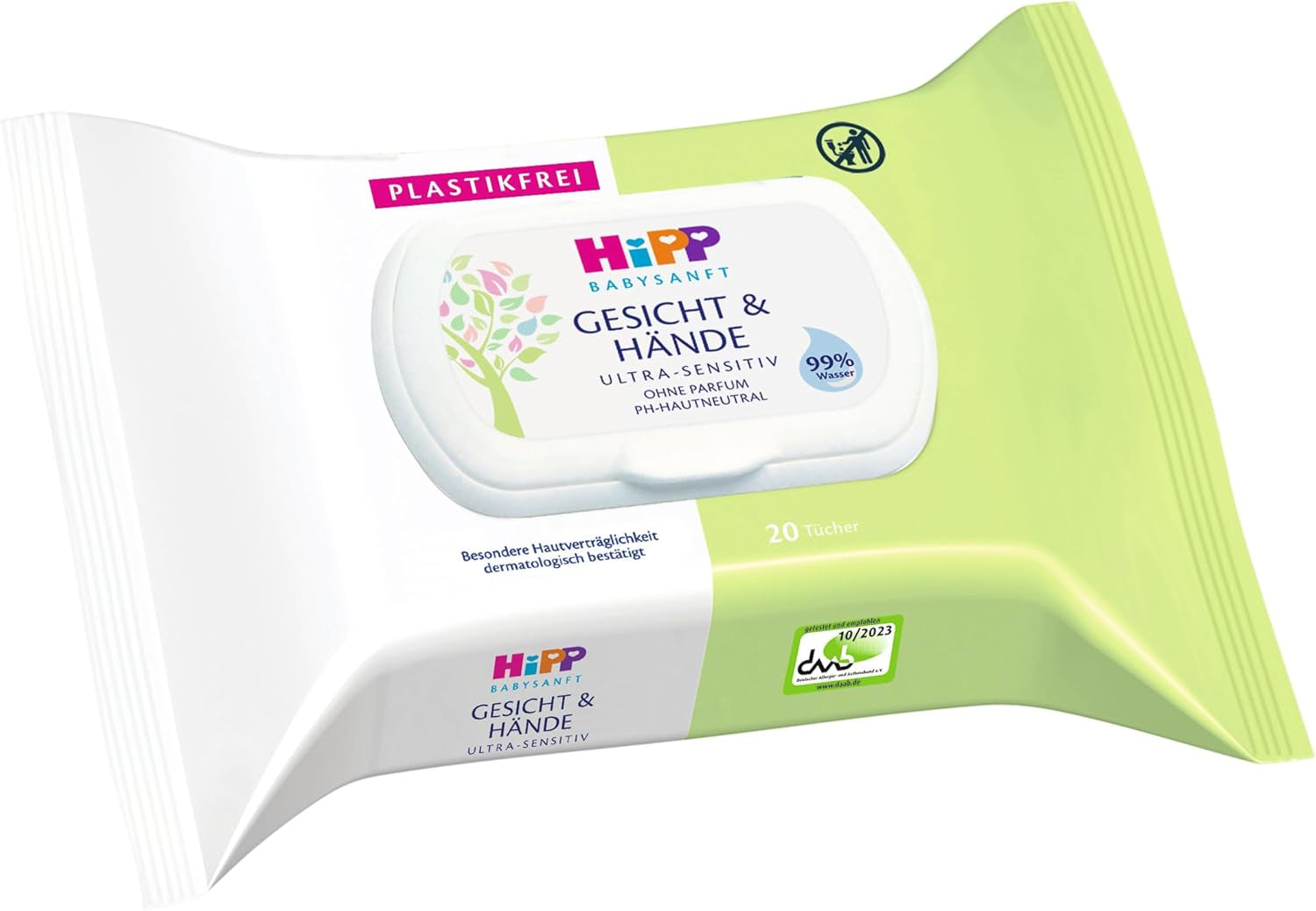 HiPP Baby Soft Wet Wipes for Face and Hands, Pack of 12 (12 x 20 Pieces)