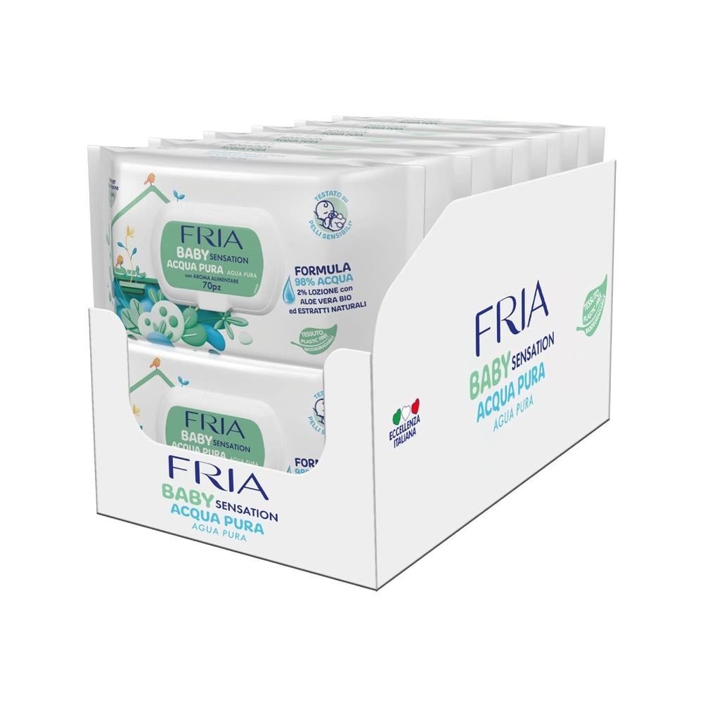 Baby Sensation Pure Water Wet Wipes, Formulated with 98% Purified Water for Skin Cleansing, Dermatologically Tested, Economy Pack of 840 Wipes