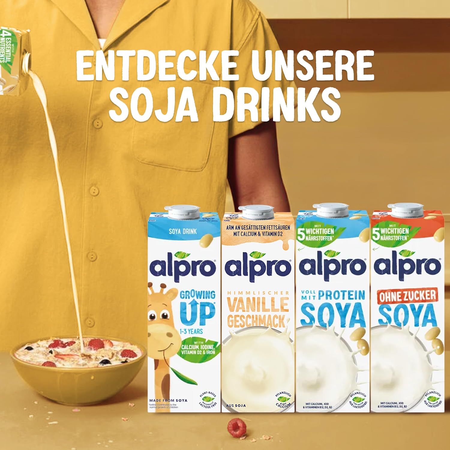 Alpro Vanilla Soy Milk 8x1L - Vegan And Rich In Calcium