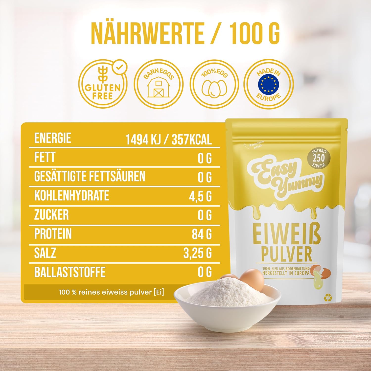 Easy Yummy 100% Egg White Powder For Cooking And Baking