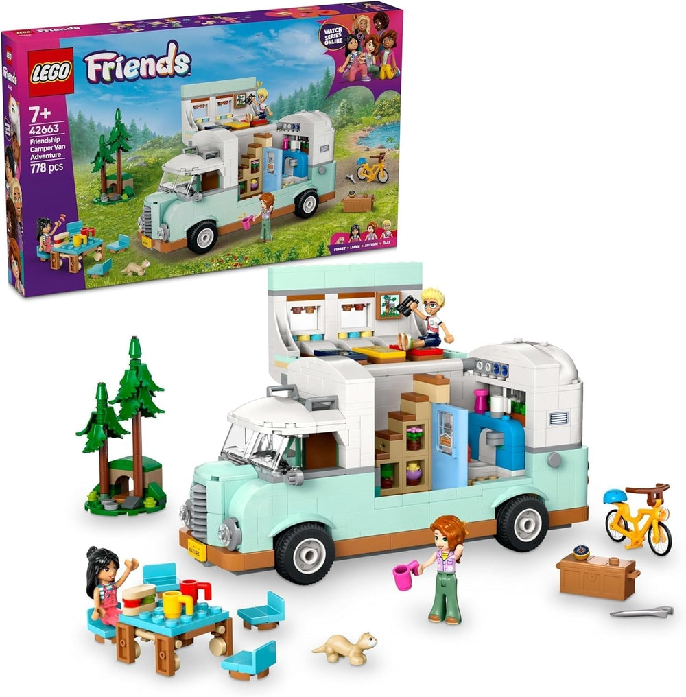 LEGO Friends Caravan, Role-Playing Building Set with a Toy Caravan, Gift for Girls Age 7+, Creative Playset with 3 Minifigures and Ferret Animal Figure 42663 Building Sets Besuche den LEGO-Store Default Title