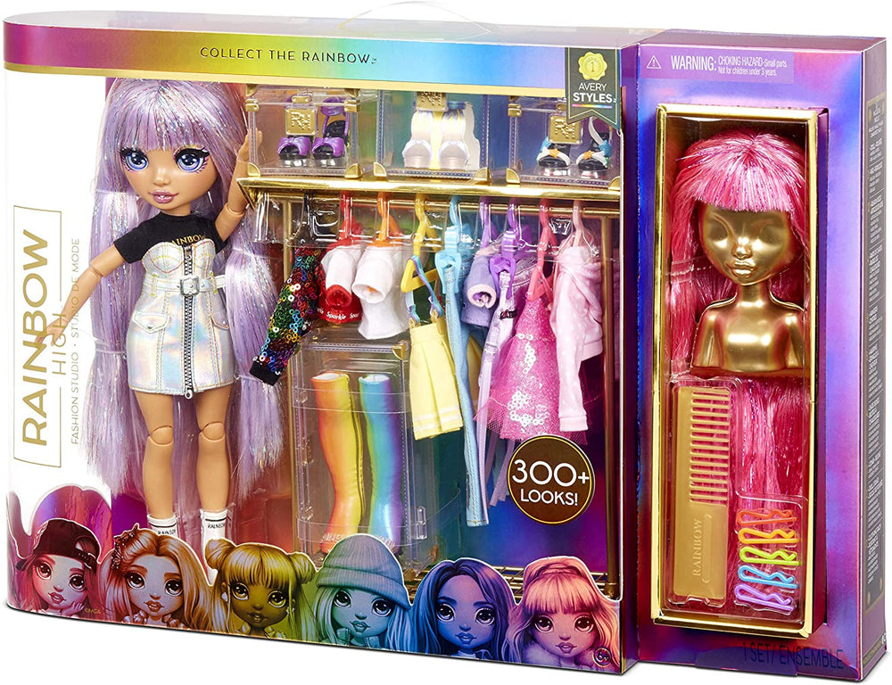 Rainbow High 571049 Fashion Studio - Păpușă exclusivă cu haine, accesorii și 2 peruci strălucitoare - Creează peste 300 de ținute!