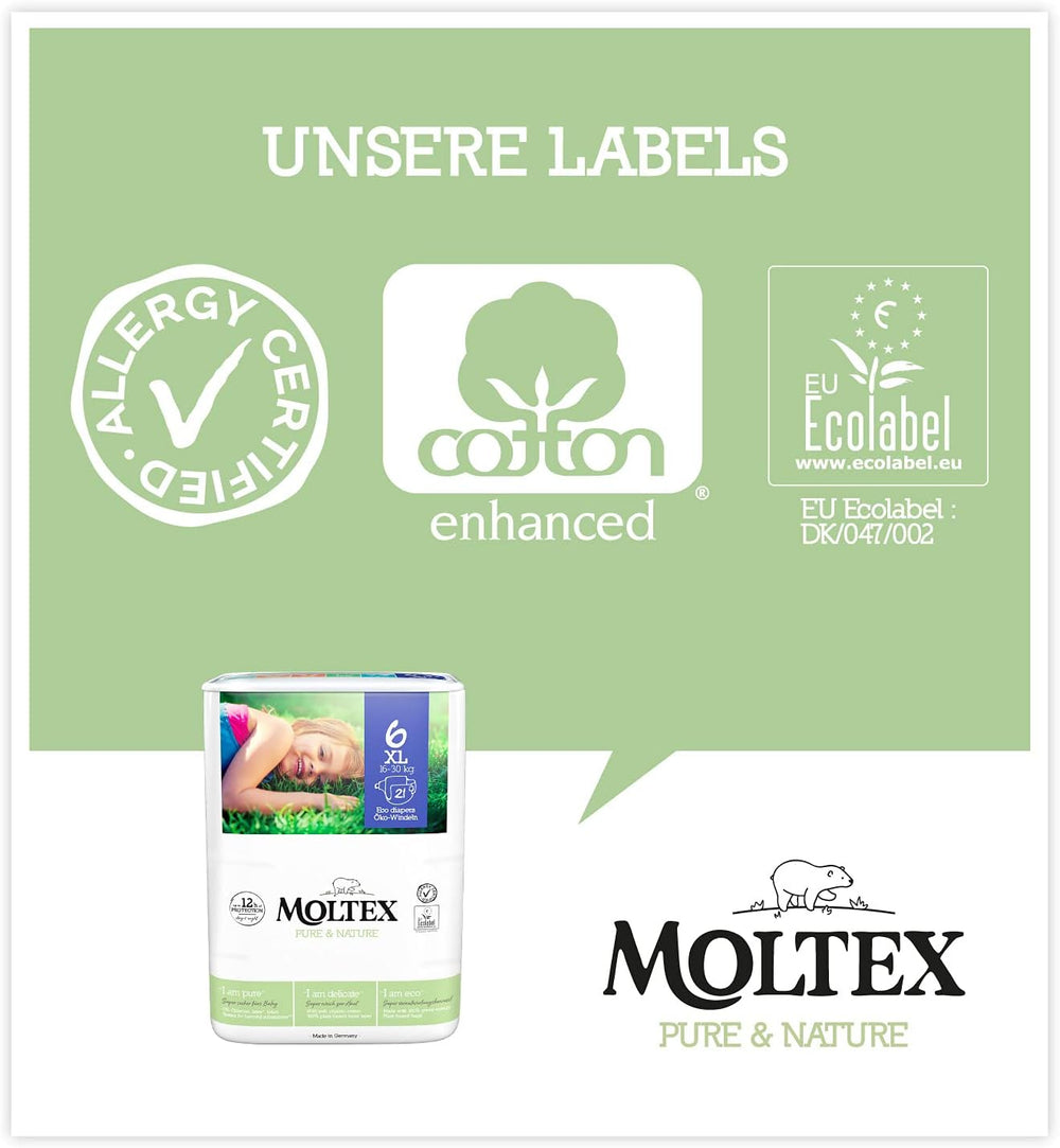 Pure & Nature Organic Diapers Size 6 XL (17-28kg) Monthly Box 84 Organic Diapers