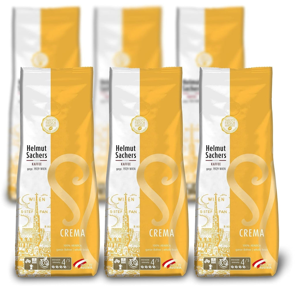 Helmut Sachers Kaffee - amestec vienez, cafea Viennese Melange din boabe Arabica de primă clasă, prăjite în Austria Cafea Naty Shop 6 x 500 grame Cafea