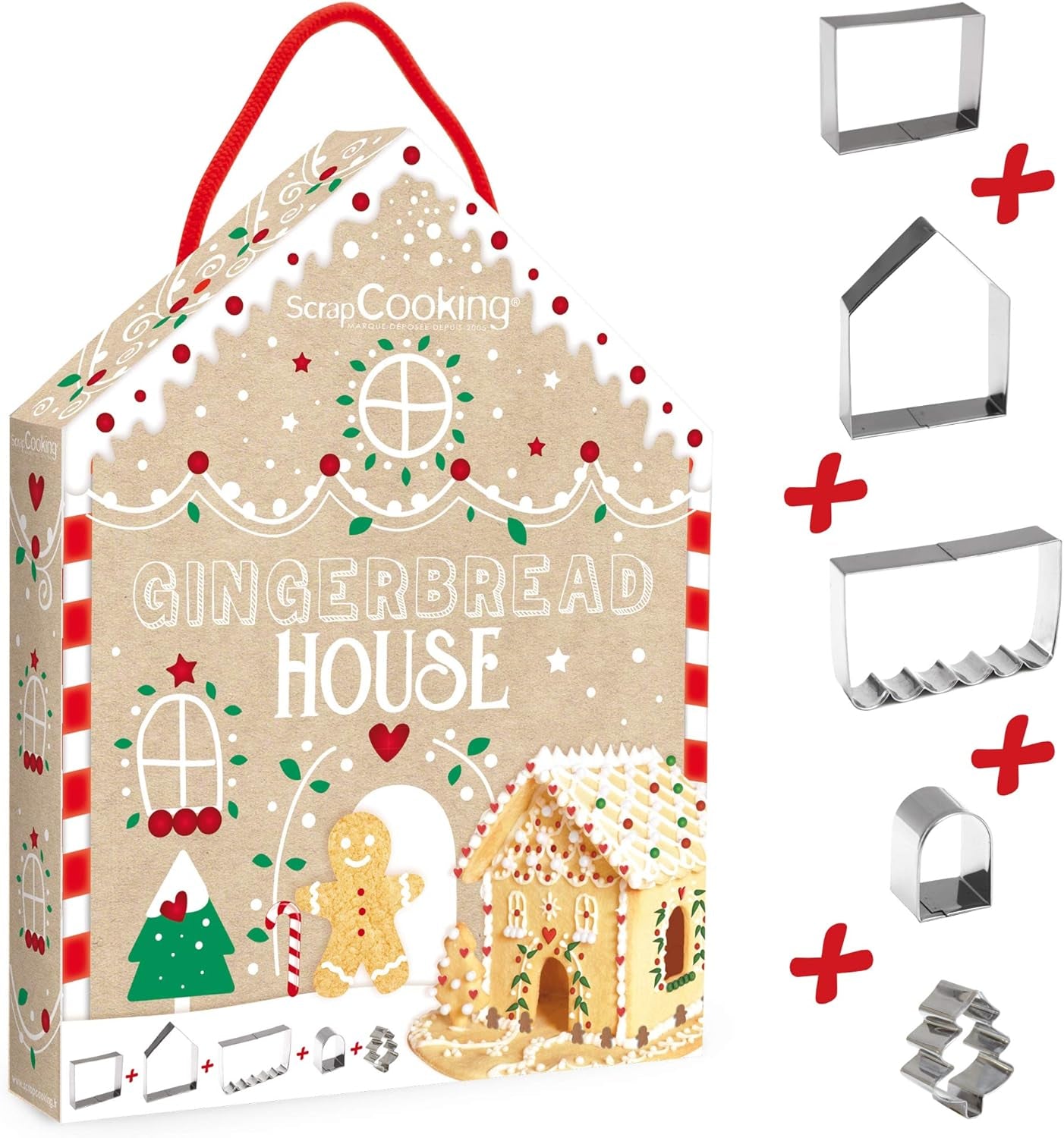 ScrapCooking 3975 Formă de biscuiți în formă de căsuță de turtă dulce, oțel inoxidabil, multicolor, 26,5 x 20 x 4 cm