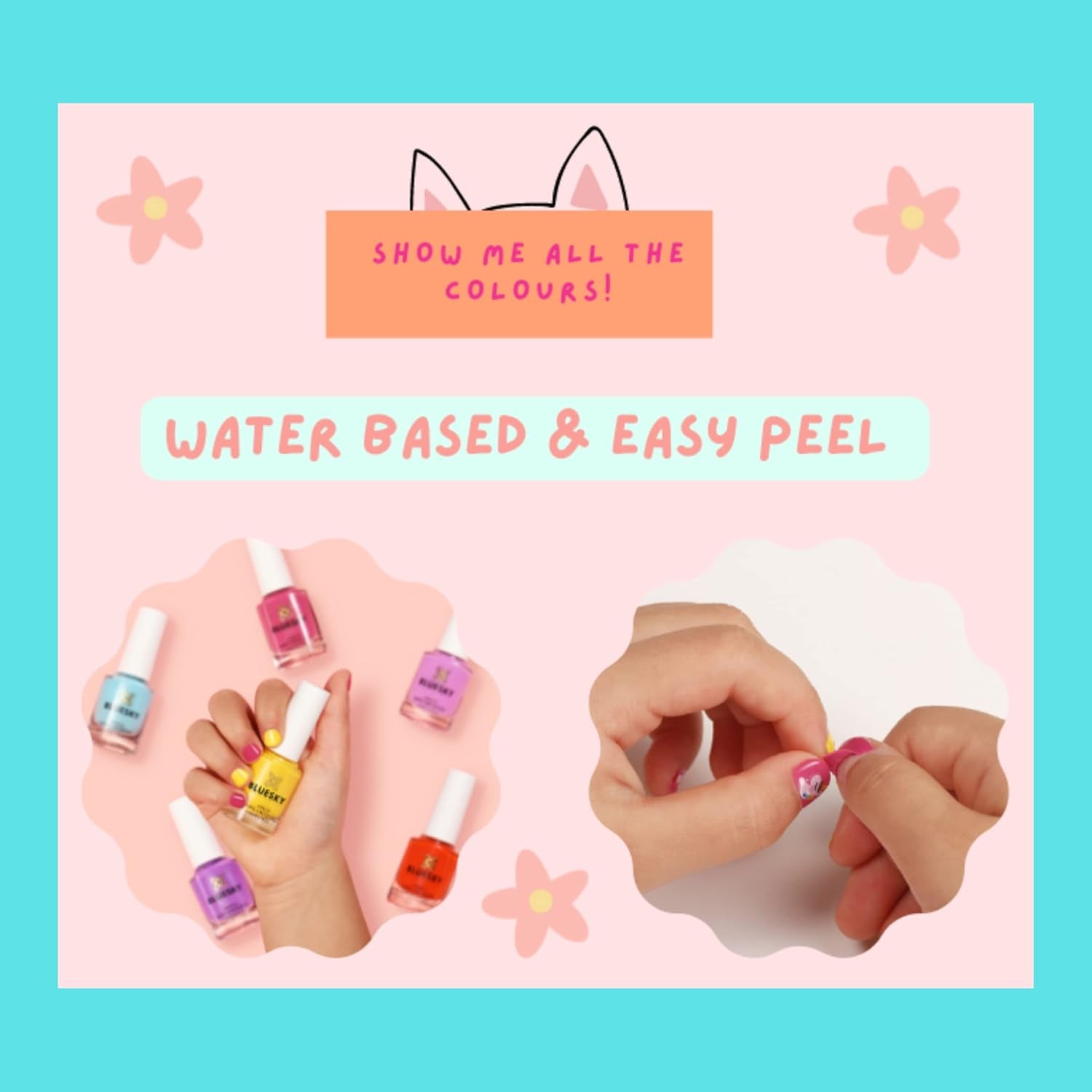 Oja pentru unghii Bluesky Kids - Rockstar, Sclipici negru, Ușor de îndepărtat, Non-toxică, Pe bază de apă, Inodoră - Oja gratuită pentru copii, 5 ml, Pachet de 1