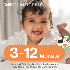 Periuță de dinți pentru copii - Dr.BEST Baby Starter Set: Inel de dentiție și periuță de dinți de antrenament pentru bebeluși cu vârsta cuprinsă între 3 și 12 luni, dezvoltată cu experți stomatologi pediatrici, 1 bucată