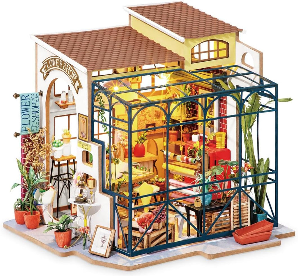 Robotime DG145 Rolife Emily's Flower Shop Miniature Doll's House Fabricat din lemn, metal, tesatura si carton, Dimensiuni: 22 X 15 X 17 Cm, Casute de papusi Naty Shop Titlu implicit