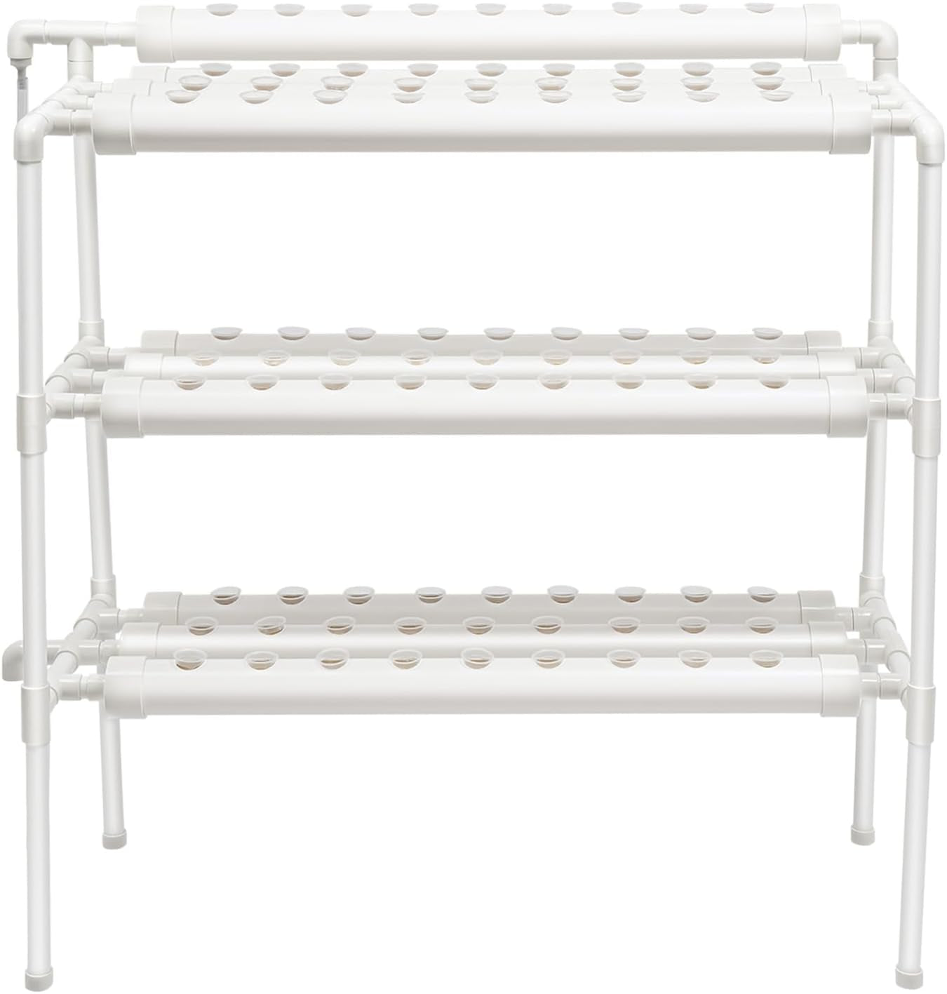 3-Layer Hydroponic Grow Kit with 90/108 Planting Positions and Water Pump, PVC Soilless Plant Growing Systems, Hydroponic Growing Kits for Vegetables and Fruits (108 Planting Positions)