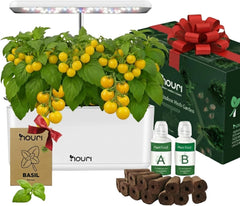 New 7 Bridge + Heirloom Basil | Smart Garden for Home Cooks | Hydroponic growing system | LED Grow Lights | Indoor Herb Gardening Kit for Plant Lovers and Gardeners, White