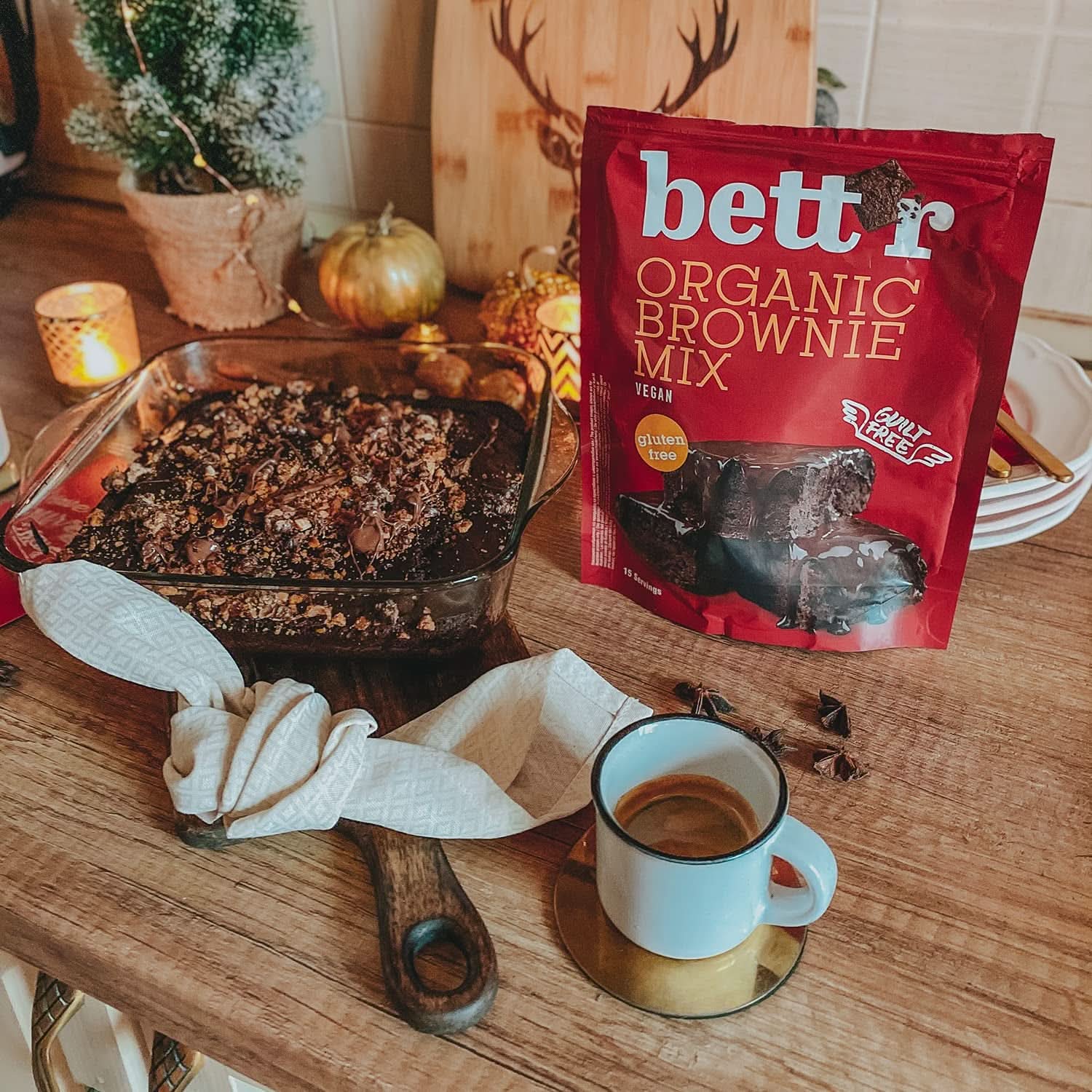 Bettr Organic Brownie Mix - Organic, vegan and gluten-free brownies with rich cocoa flavor, 6 x 400 grams Kitchen Naty Shop