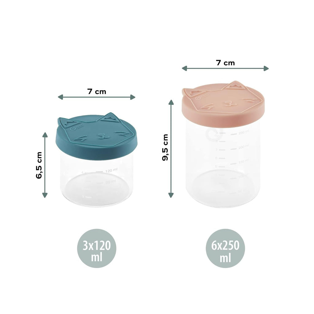 Babymoov ISY BOWLS recipiente pentru alimente pentru copii din sticlă robustă, rezistentă la temperatură - pentru depozitarea/congelarea alimentelor pentru copii, 6x 250ml + 3x 120ml Cutii depozitare alimente Naty Shop
