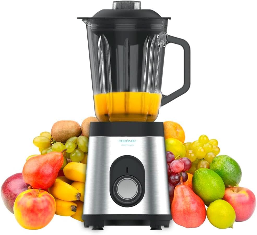 Cecotec Mixer Glas Power Schwarz Titan 1000 INOX. 1000 W, Edelstahlgehäuse, 6-Blatt-Blatt Mit Schwarzer Titanbeschichtung, 1.5-L-Glaskrug, 5 Geschwindigkeiten [Energieeffizienzklasse a +] Kitchen Naty Shop