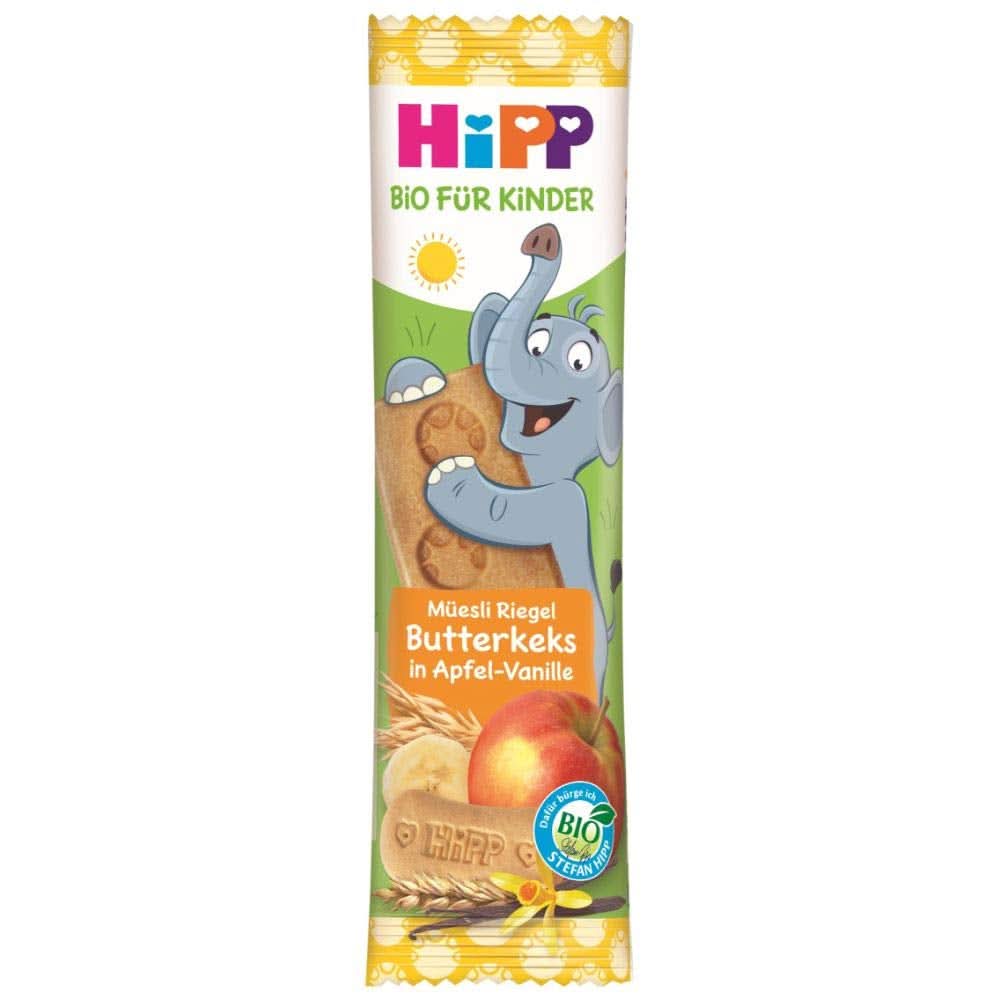 Hipp Bio-Riegel Müesli-Freund Elefant Butterkeks in Apfel-Vanille, 24Er Pack (24 X 20 G) Mama si Copilul Naty Shop 20 G (24Er Pack) Keks/Apfel-Van.