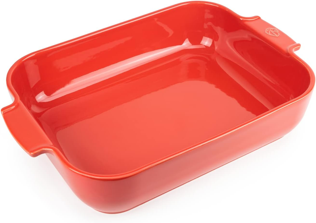 Peugeot Appolia Rechteckige Auflaufform Mit Griffen, Keramik, Schiefer / Grau, 8,3X40,5X27,2 Cm, Fassungsvermögen: Ca. 4 L, 60022 Matrite si tavi pentru copt Naty Shop Rot