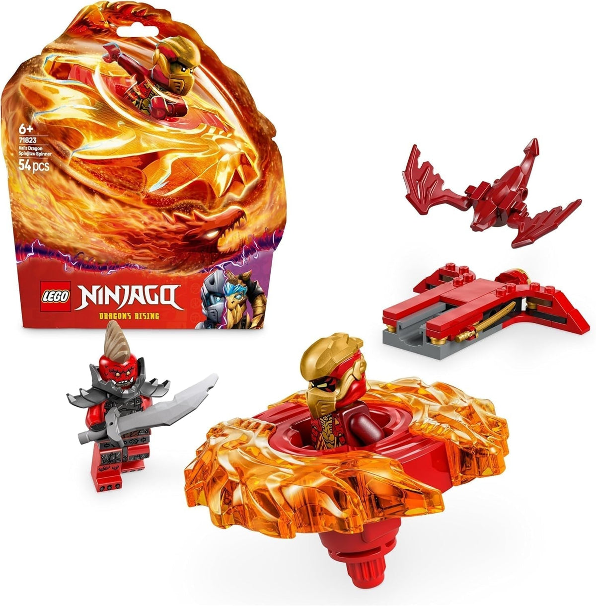 LEGO NINJAGO Kai's Dragon Spinjitzu Spinner - Action Ninja Toy with 2 Minifigures - Small Playset for Kids - Gift Idea for Boys and Girls 6 Years Old 71823 Building Sets Besuche den LEGO-Store Default Title