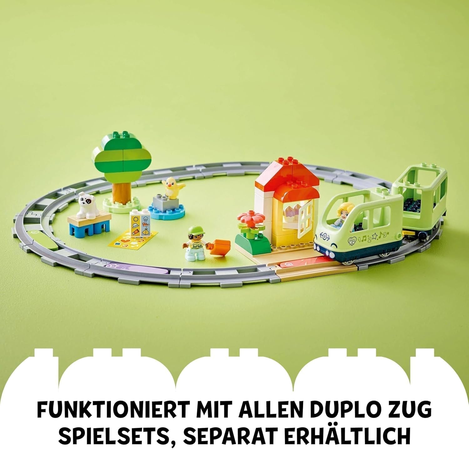 LEGO DUPLO Town Interactive Adventure Train, Playset with Lights and Sounds for Role Play, Allows 2-Year-Olds to Build Tracks, Preschool Educational Toy 10427 Building Sets Besuche den LEGO-Store