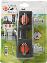 Distribuitor Gardena cu 2 căi: Opțiune de conectare pentru 2 dispozitive la robinet, compatibil cu computerele și temporizatoarele de irigații Gardena, debitul de apă poate fi reglat și oprit (8193-20)
