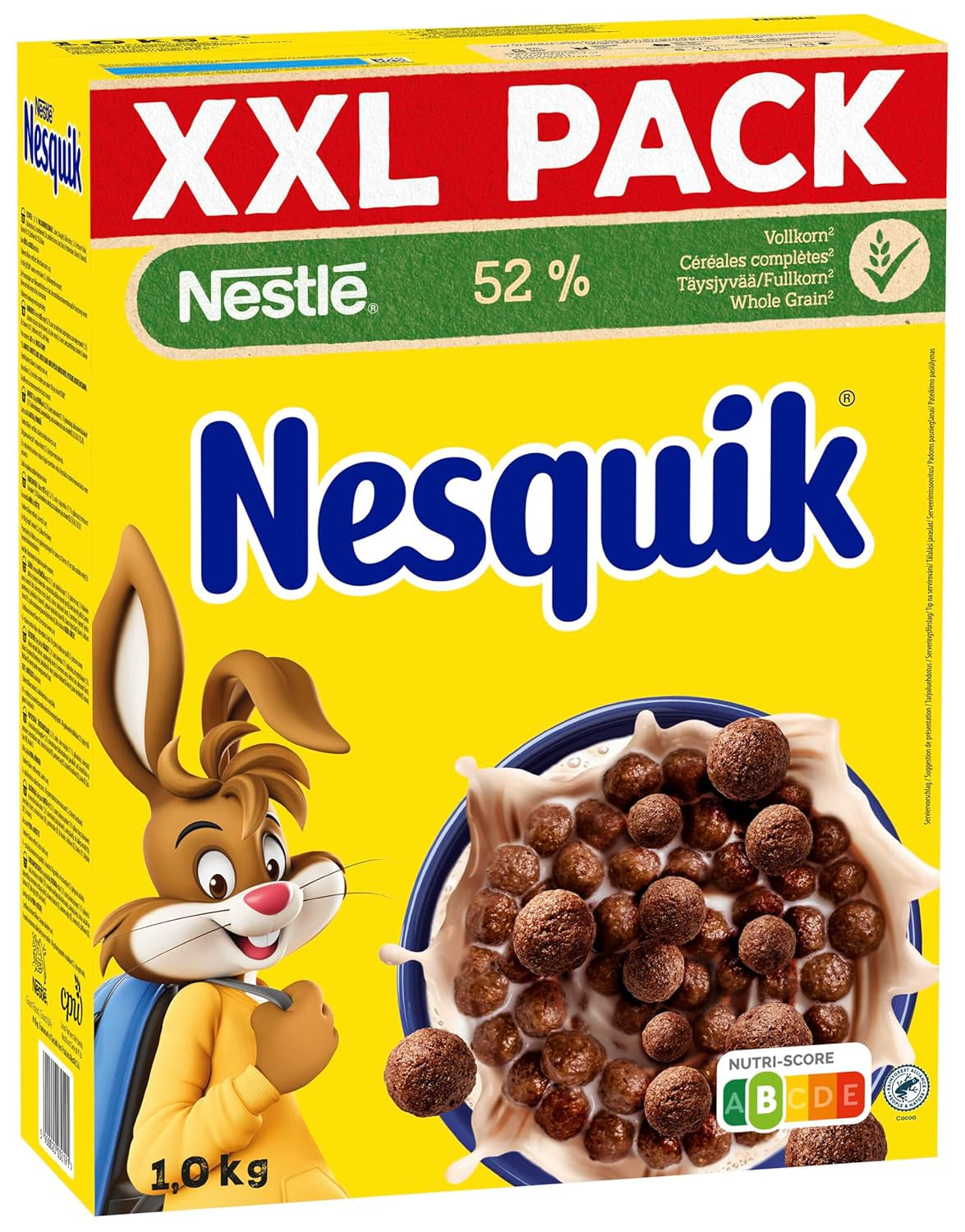 Nestlé Nesquik Crunchy Breakfast, Cereal with chocolate and whole grains, 1 pack (1 x 1 kg)