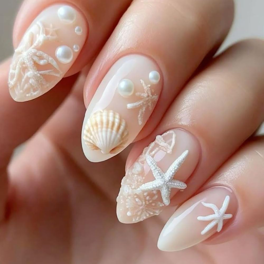 3D Gel Nail Art Silikonformen Gießformen Ocean Nail Charms Nageldesign Silikonform Quallen Muschel Nagelstempel Koralle Seestern Nagelschablonen Sommer Nagel Charms Nagel Schablone Nägel Zubehör
