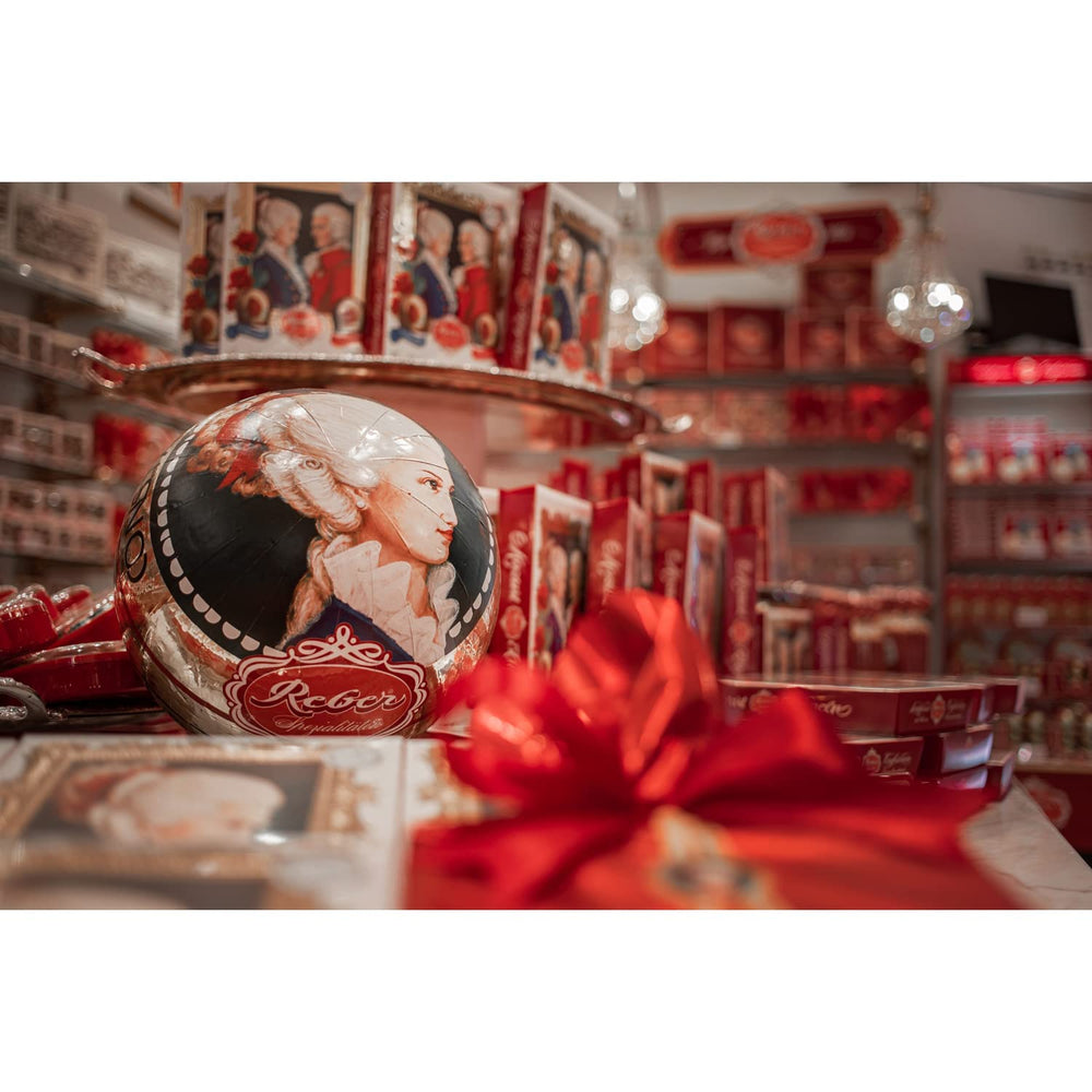 Reber Mozart balls - 5 bags of 5 sweets in the Christmas edition - Authentic Reber Mozart balls, made of dark chocolate, marzipan and nougat
