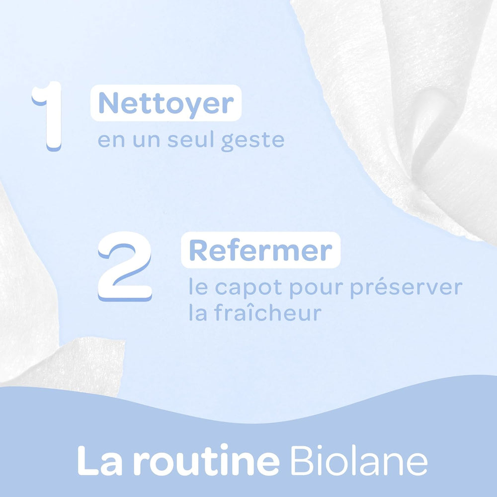 BIOLANE - Baby wet wipes with water - 225 wipes - 3 x 75 pieces - Gentle and effective cleaning - From birth - French quality