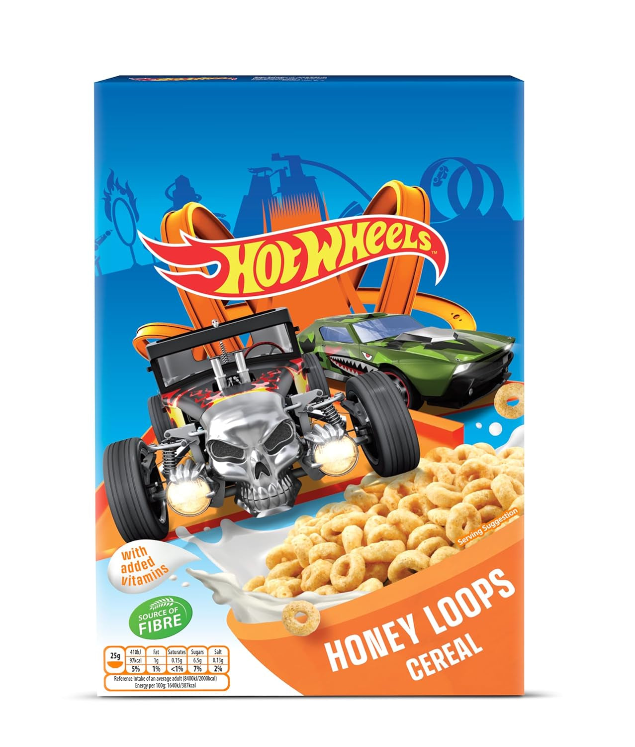 Hot Wheels Honey Loops Crunchy Whole Grain Breakfast Cereal with Added Vitamins, 1 Pack (1 x 375g)