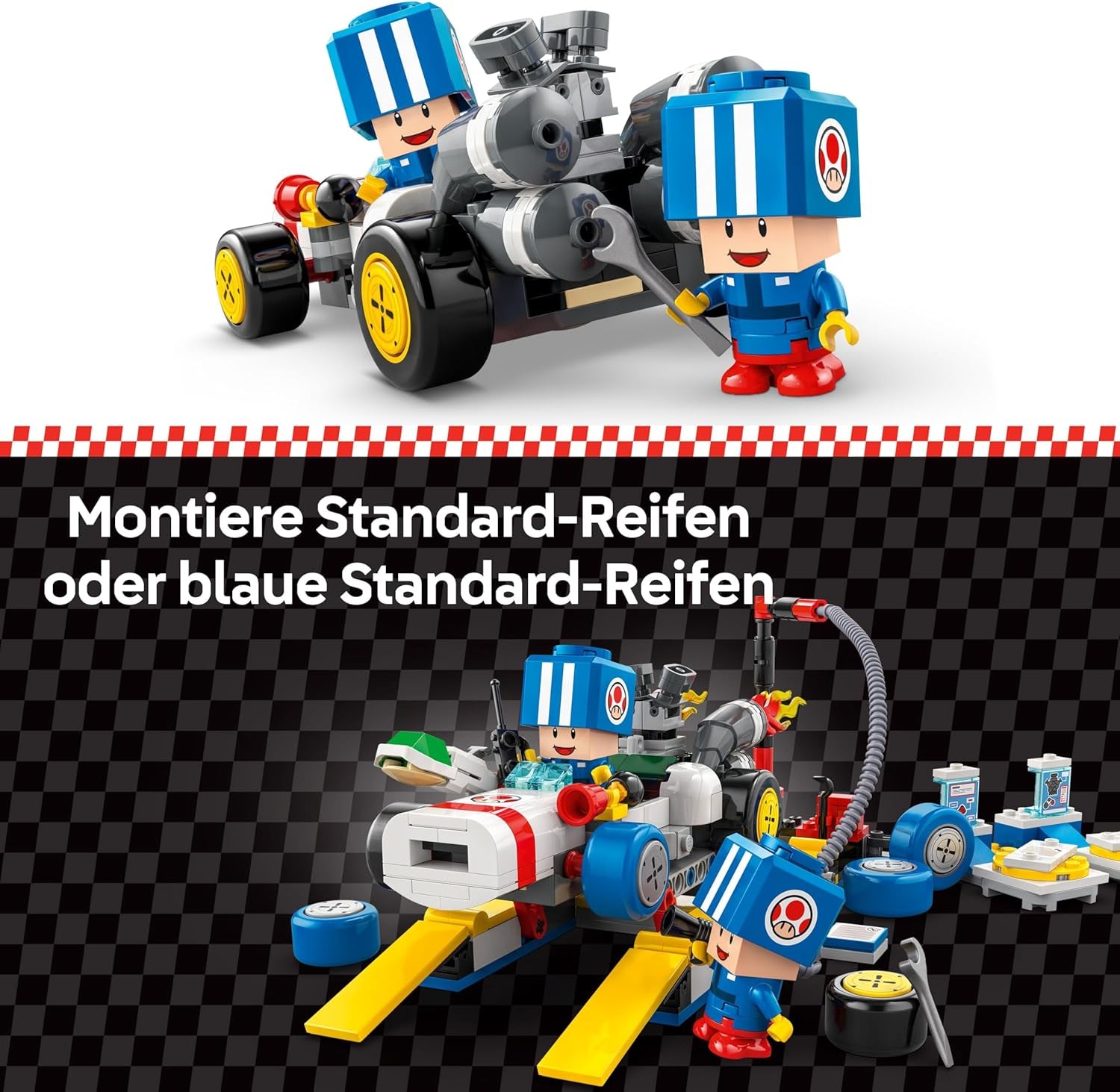 LEGO Super Mario: Mario Kart – Toad's Garage Set, Nintendo Mechanic Toy with 2 Blue Toad Character Figures for Independent Play, Birthday Gift for Boys, Girls and Gamers Aged 8 Plus 72035