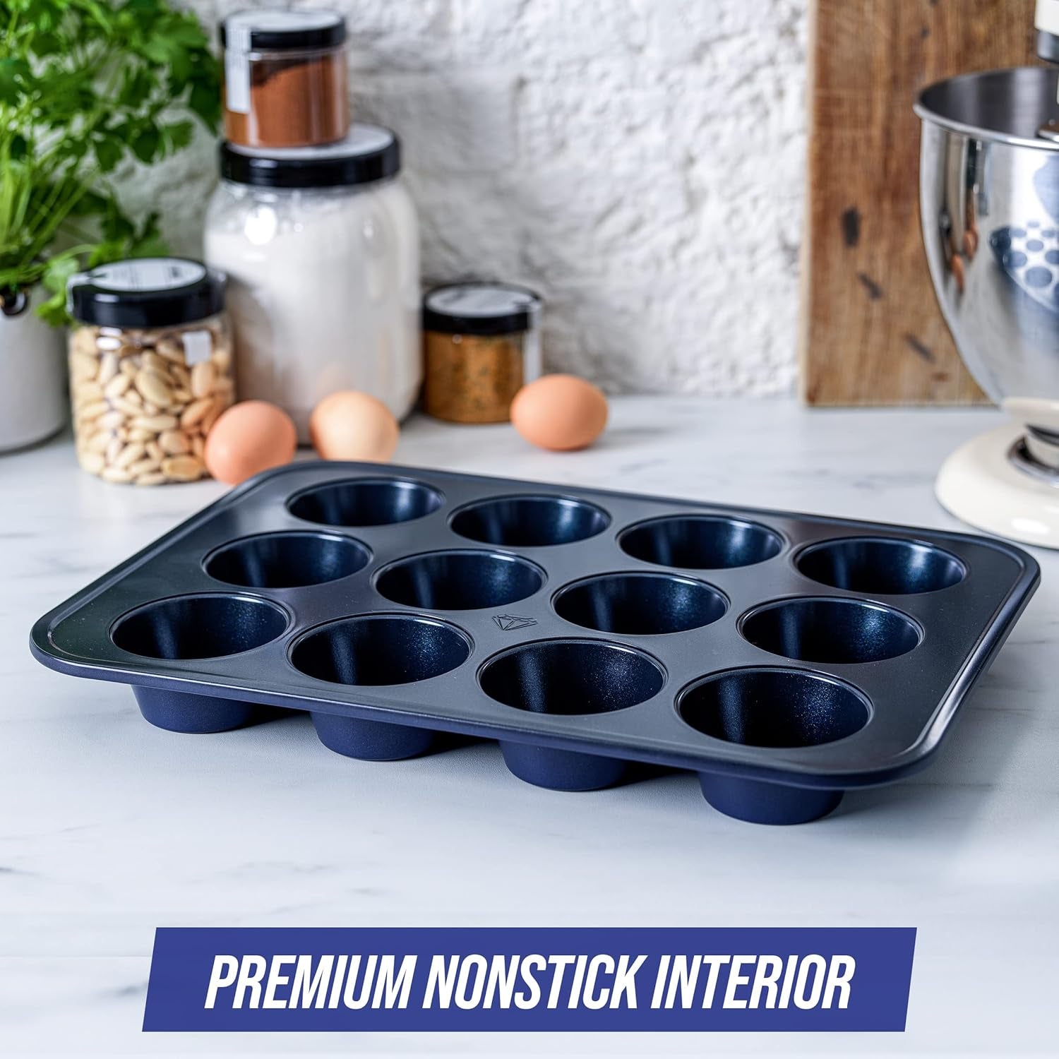 Blue Diamond Bakeware 12Er Muffinform Mit Antihaftbeschichtung, Blau Molds and baking trays Naty Shop
