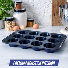 Blue Diamond Bakeware 12Er Muffinform Mit Antihaftbeschichtung, Blau Molds and baking trays Naty Shop