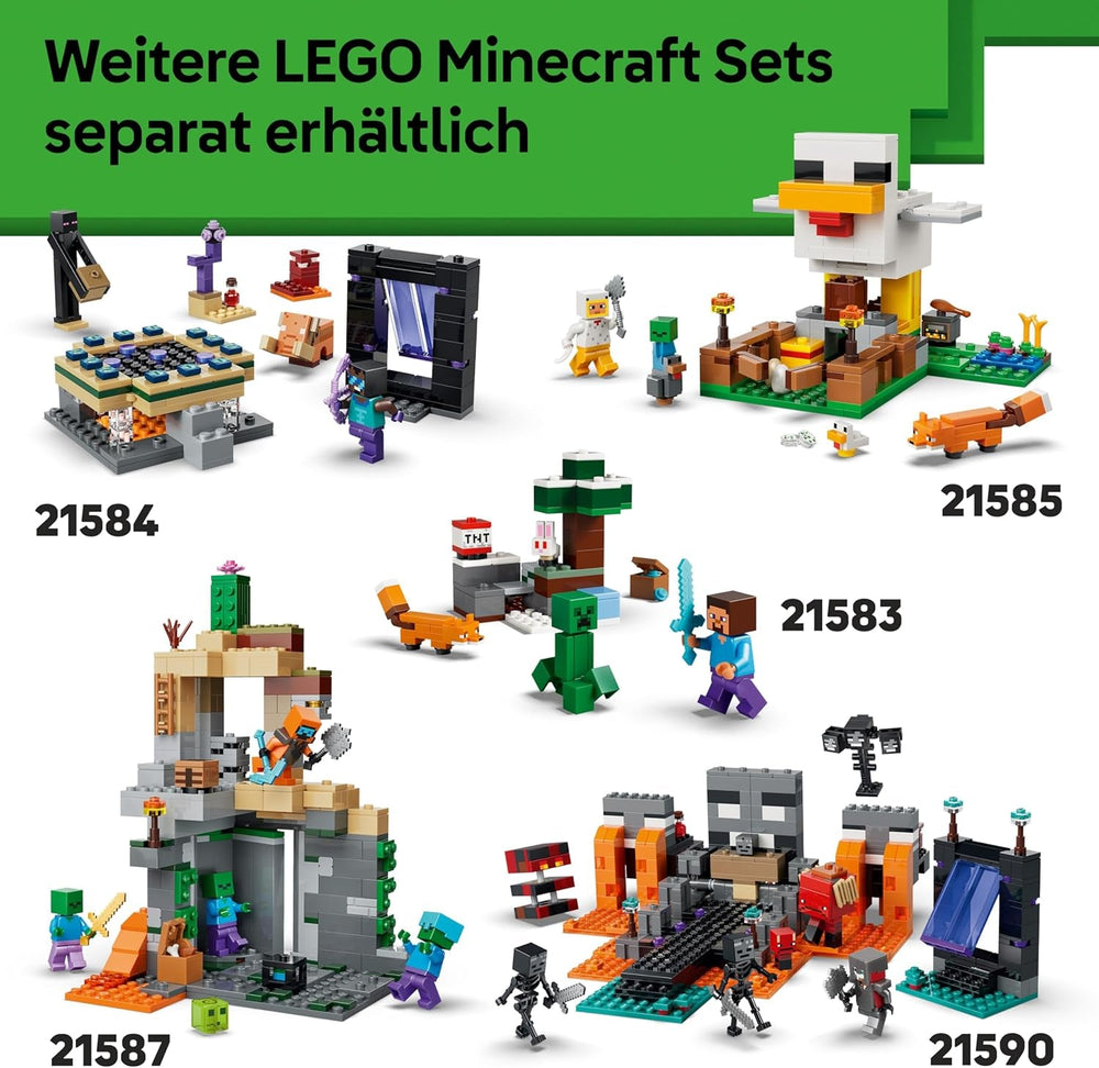 LEGO Minecraft Blasser Garten - Kreatives Spielzeug für Kinder - Spielzeugbiom für Jungen und Mädchen ab 7 Jahren - mit Minecraft Figuren - Mottenmann, Creeper, Skelett und Knarz - Geschenk - 21586