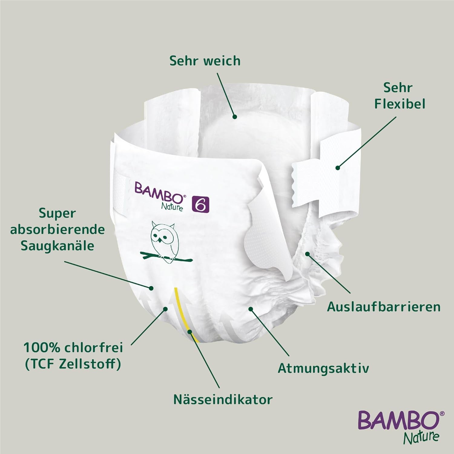 Bambo Nature Premium Eco Diapers, Size 6, 1.63 kg