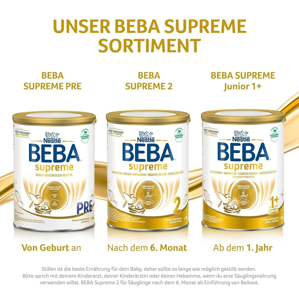BEBA SUPREME 2 Follow-on milk after 6 months, lactose only, palm oil free, pack of 6 (6 x 800g) Naty Shop