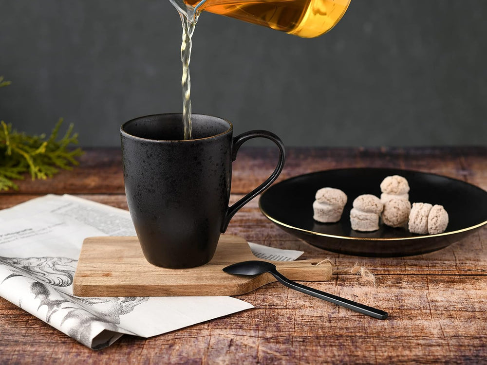 CreaTable, 22699, seria Industrial Gold BLACK, set de veselă cu 16 piese pentru 4 persoane, serviciu combinat din gresie, potrivit pentru mașina de spălat vase și cuptorul cu microunde, producție de calitate