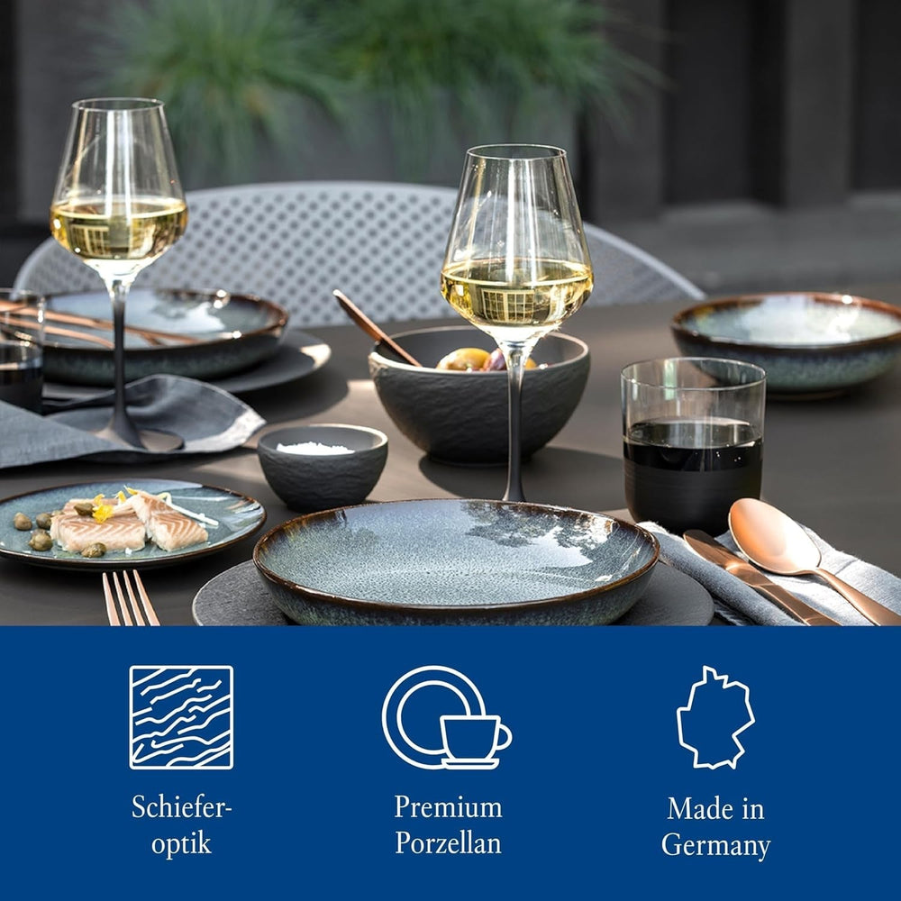 Villeroy & Boch – Manufacture Rock Starter-Set 6 Teilig Schwarz, Spülmaschinenfest, Mikrowellensicher, Geschirr Set Schwarz Matt, Tafelservice, Essgeschirr, Premium Porzellan Tableware Sets Naty Shop