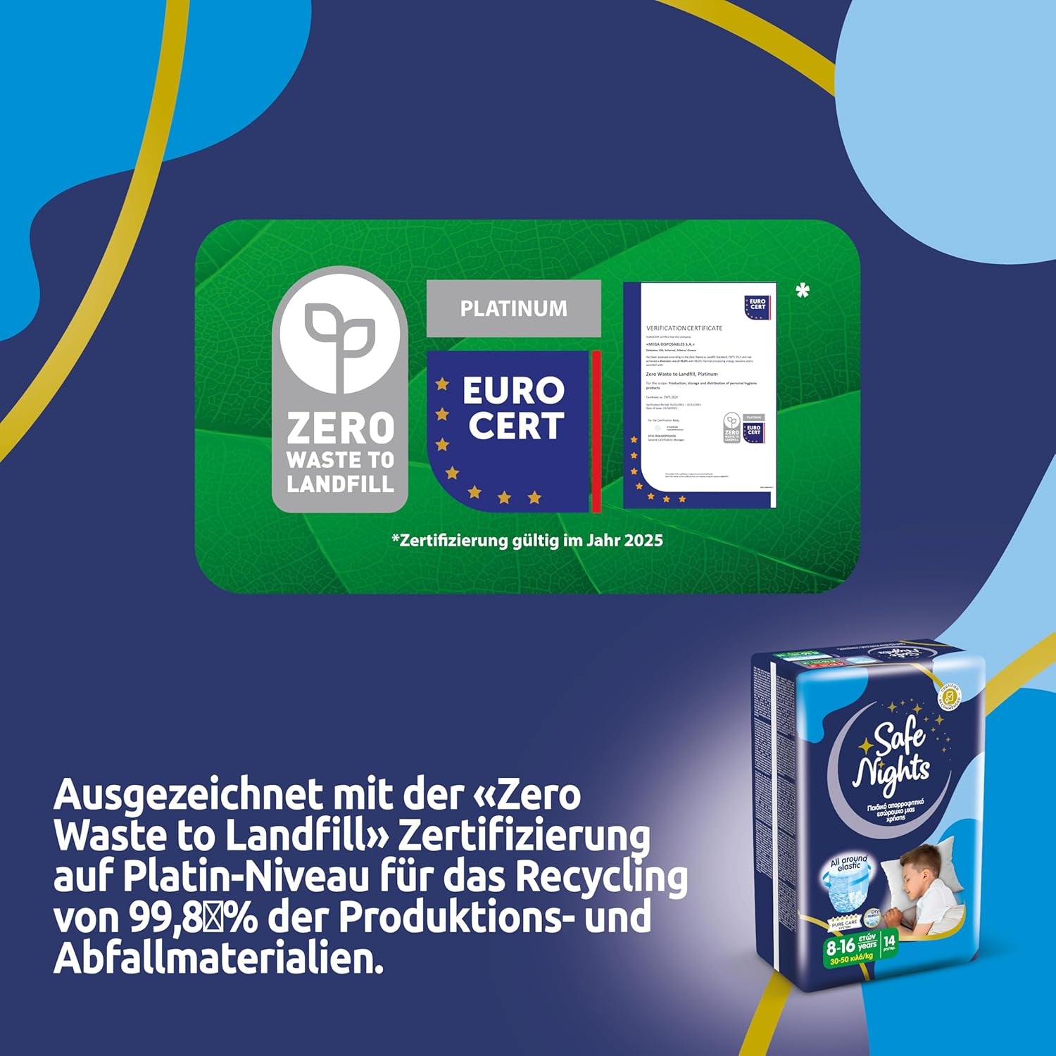 Safe Nights Boy, night pants for ages 8-16 years (30-50 kg), 84 pieces