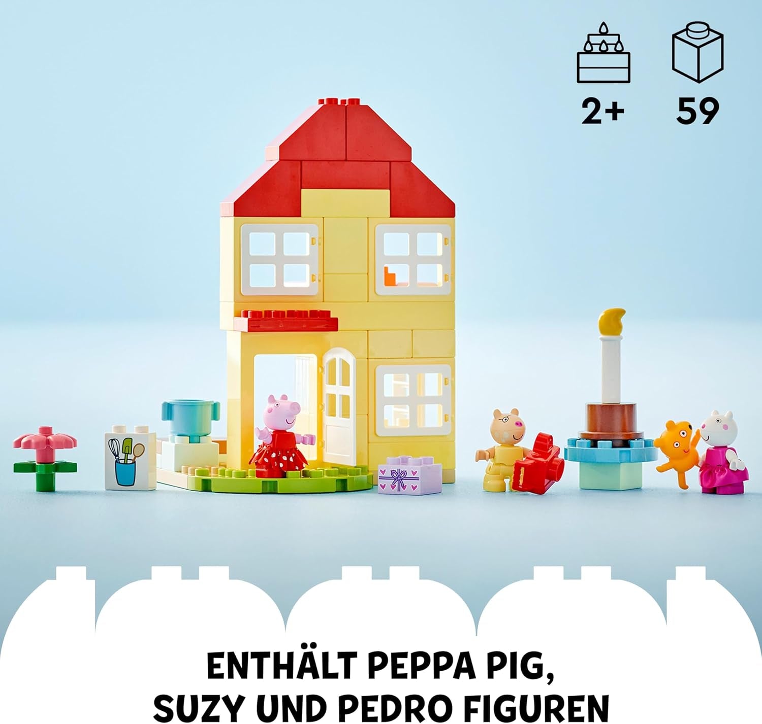 LEGO DUPLO Peppa's Birthday House: Creative 3-figure toy, build and rebuild toy house for 2-year-olds, boys and girls, promotes dexterity 10433 Building sets Besuche den LEGO-Store