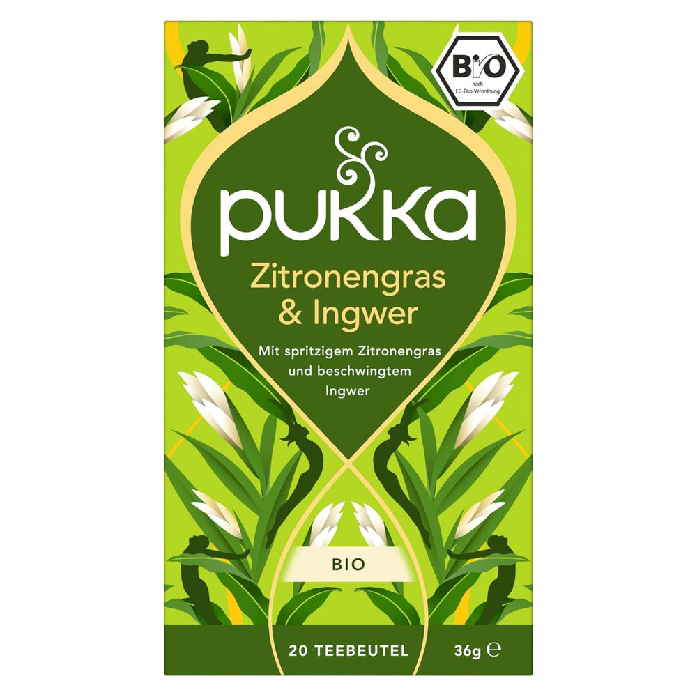 Pukka | Ceai din plante bio „Lemongrass &amp; Ginger” | Lemongrass, ghimbir și lemn dulce | 4 x 20 pliculețe de ceai